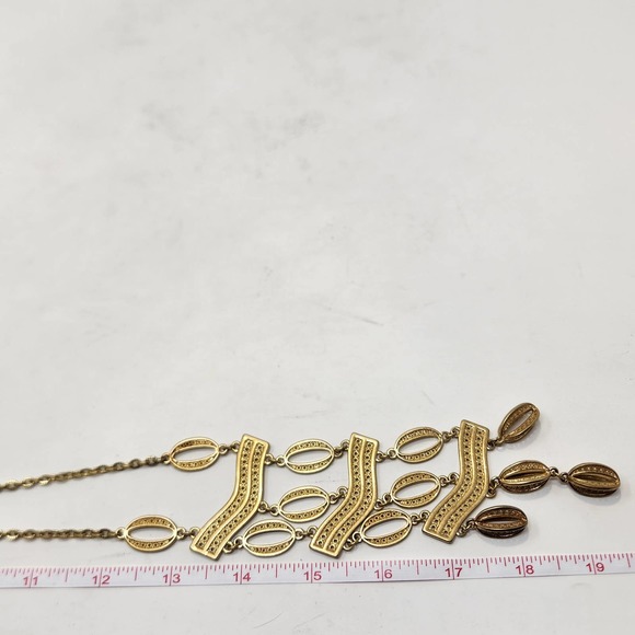 Stella and Dot Kimberly Gold Tone Lariat Statement Collar Necklace Layer Pendant - Picture 6 of 6